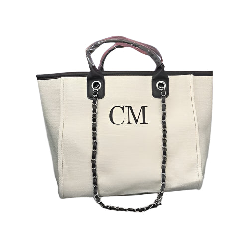 Personalised Cream/Black Medium Canvas Bag
